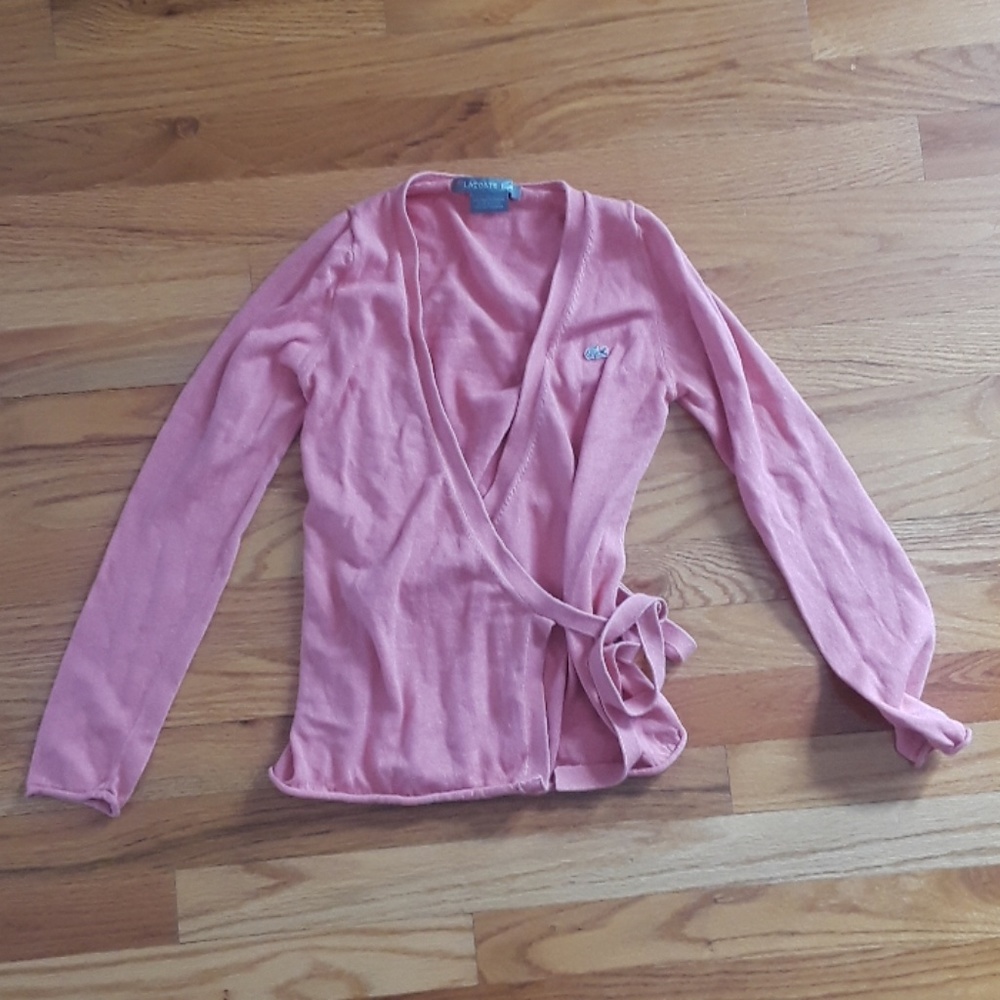 Pink Lacoste wrap sweater size 34
